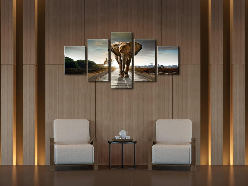 5 Panels Elephant Pictures Paintings on Canvas Prints Wall Art Bedroom Home Decorations Modern Stretched