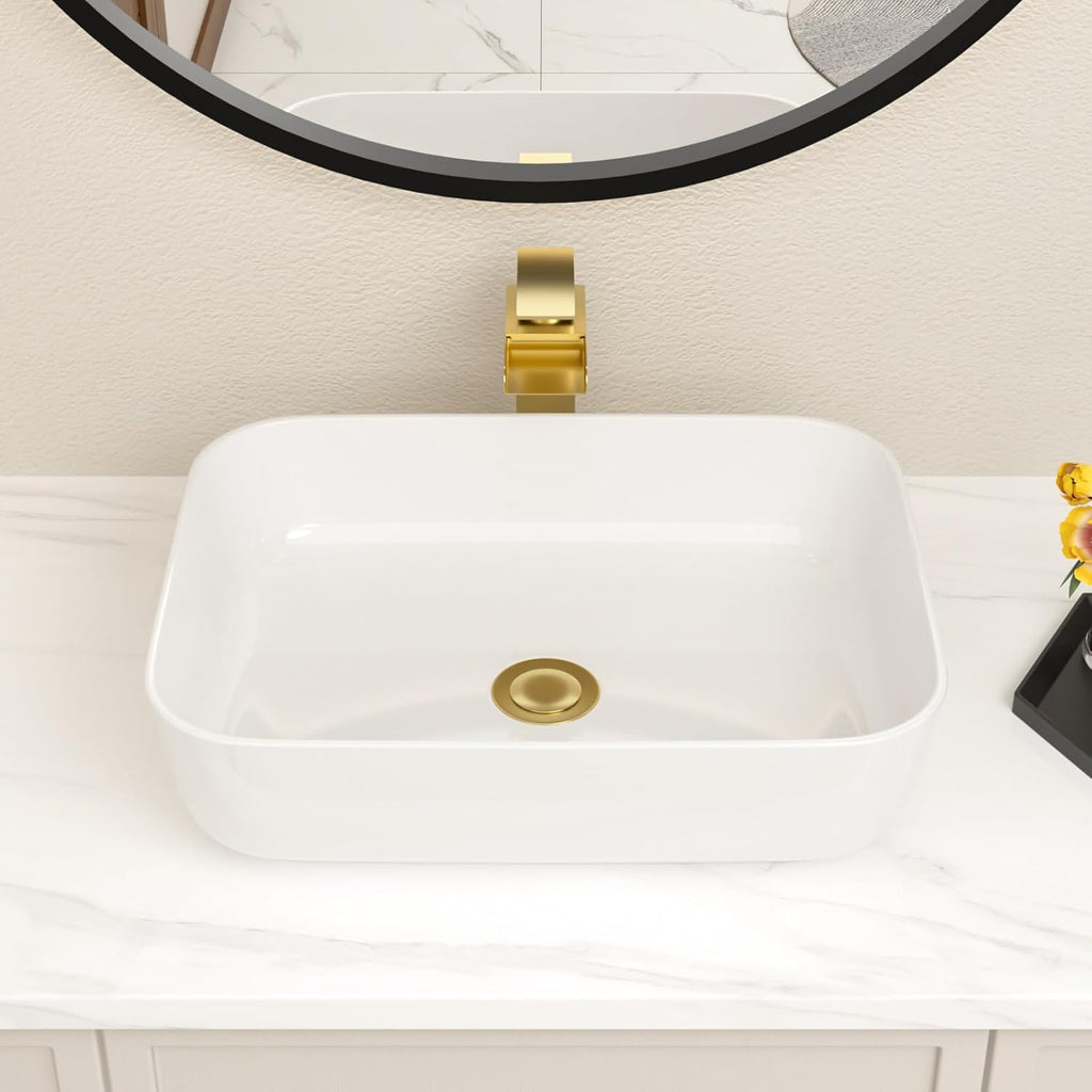20x16 Inch Bathroom Vessel Sink Rectangule Bowl Sinks for Bathrooms White Vessel Sink Above Counter Rectangular