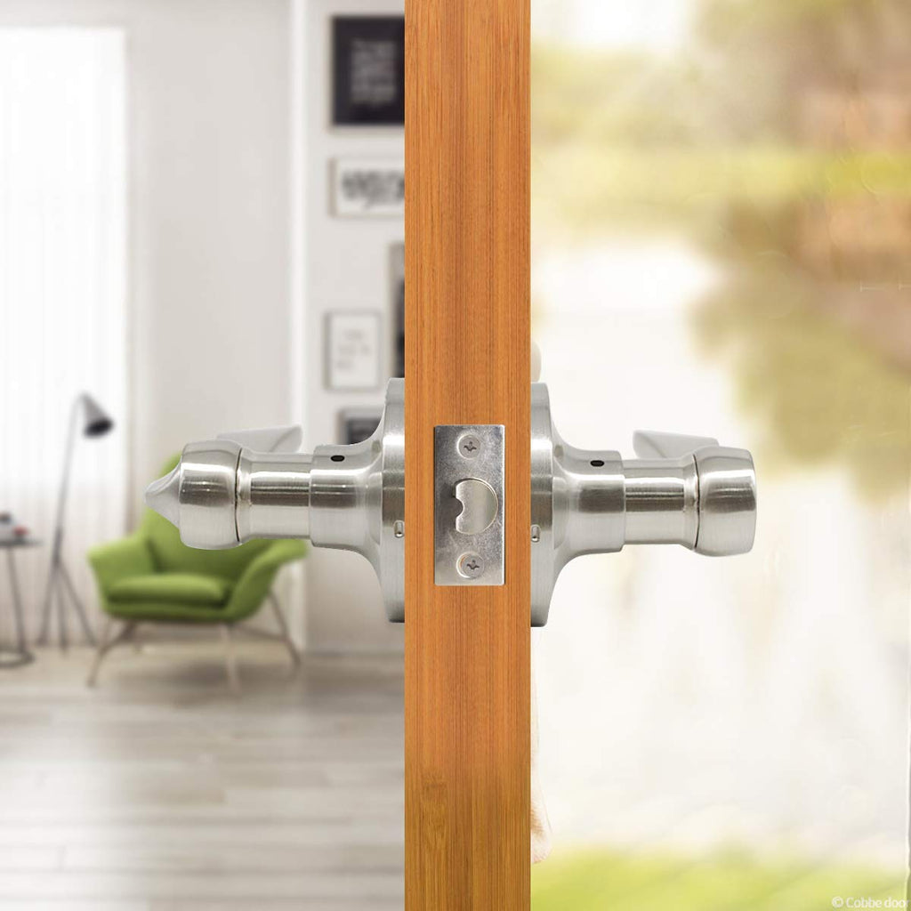 6 Pack Privacy Locksets Interior Door Levers/Handles Bath, Wave Levers, Right Left Handed Door Knobs, Satin Nickel