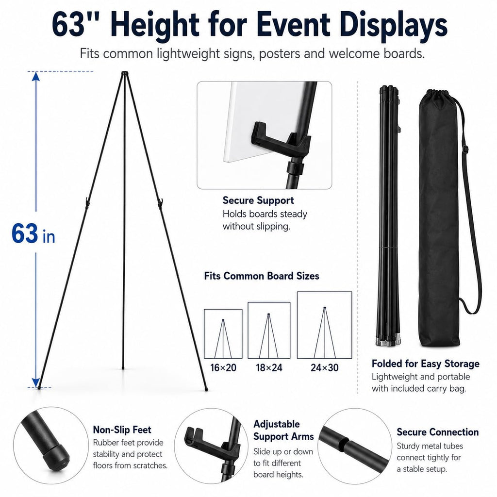 63 Inch Easel Stand for Sign, Poster Stand and Wedding Sign