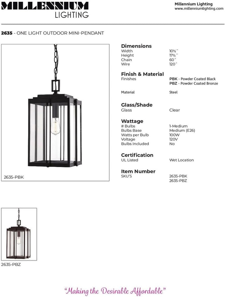 Transitional One Light Outdoor Hanging Lantern from Oakland Collection Dark Finish, Powder Coat Bronze