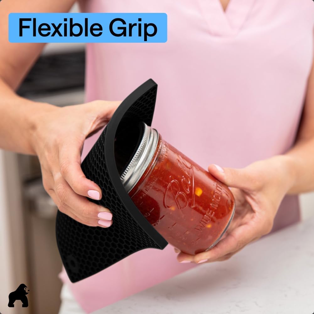 BPA-Free Soft Silicone Oven Mitts and Pot Holders Sets of 4, Heat Resistant Waterproof Cooking Gloves, Thick Cotton