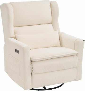 Power Recliner Chair Swivel Glider with Adjustable Headrest,Oversized Swivel Rocker Recliner with Lumbar Support