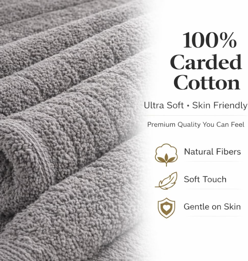 Bath Sheets Towels Pack of 2 - 100% Carded Ring Spun Cotton, Extra Large 35x70 Inches, Ultra Soft, Highly Absorbent &