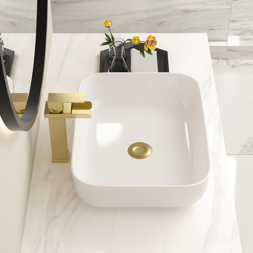 20x16 Inch Bathroom Vessel Sink Rectangule Bowl Sinks for Bathrooms White Vessel Sink Above Counter Rectangular