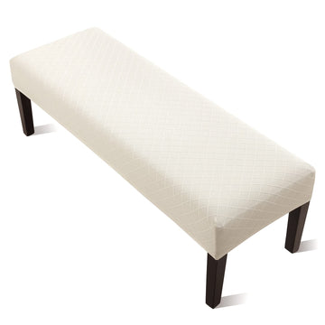 Dining Bench Cover, Stretch Jacquard Bench Protector Slipcover, Beige