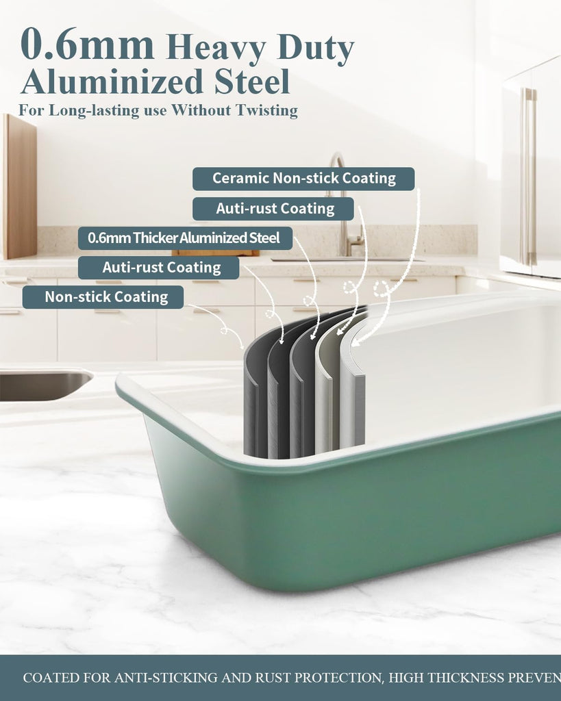 Ceramic Nonstick Pans Set, Non Toxic 30 PCS Stackable Bakeware Sets, 550°F Oven Safe Sheet & Pans, Warp-Free