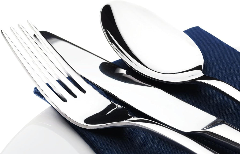Silverware Set for 8, 45-Piece Stainless Steel Flatware Cutlery Fork and Spoon Set with Serving Utensils Set