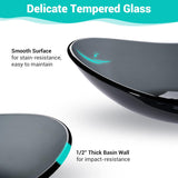 Aquaterior Tempered Glass Bathroom Vessel Sink Oval Vanity Above Counter Top Mount Basin Clear Grey Industrial Modern