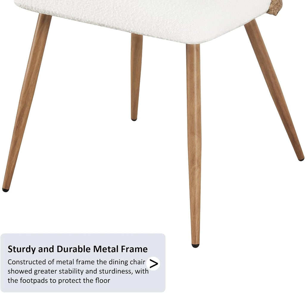 Rattan Dining Chairs Set of 4,Modern Upholstered Kitchen Room Chairs,Accent Dining Chairs with Full PE Cane Back and