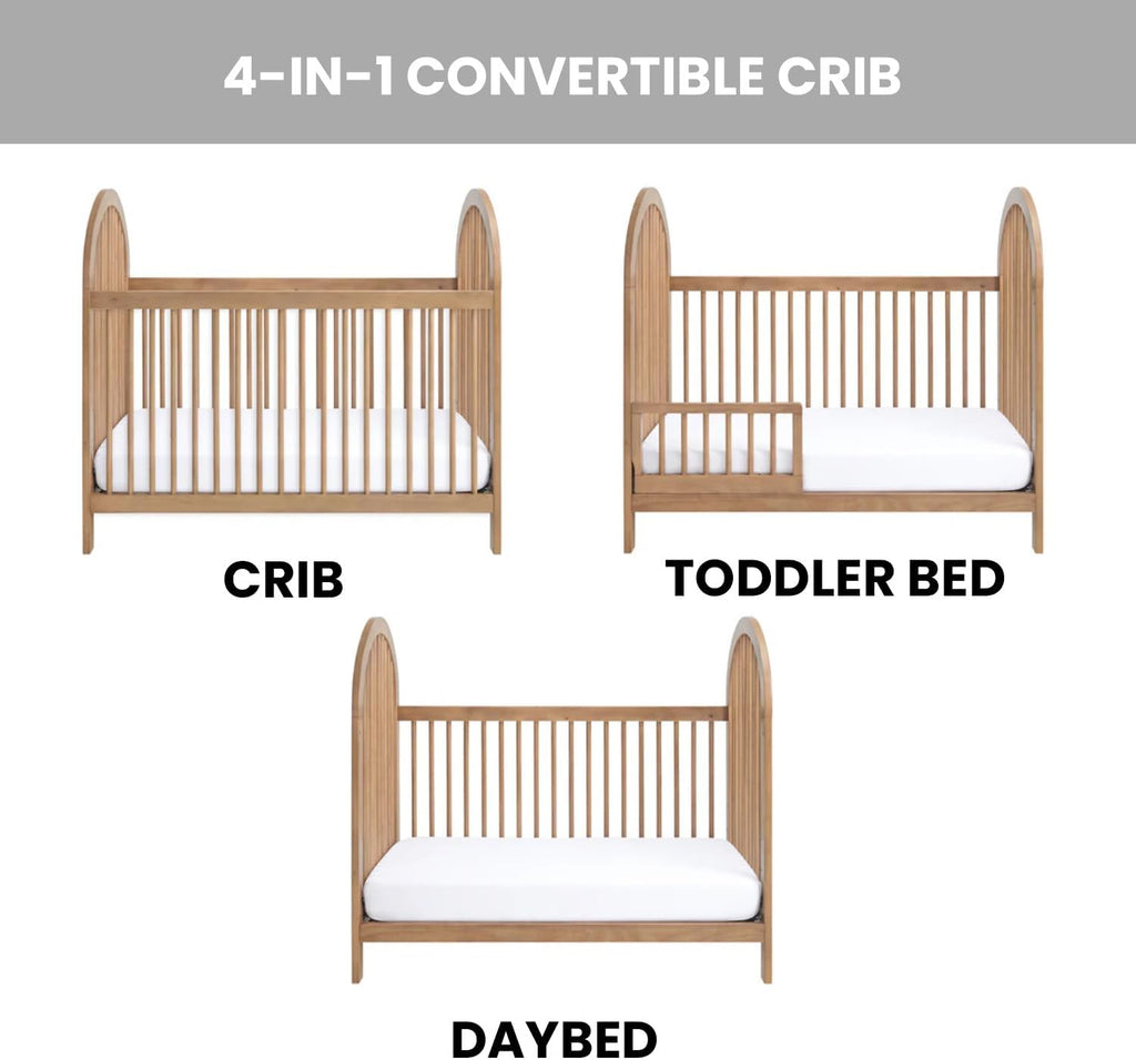 Everlee Convertible Island Crib, Honey Wood
