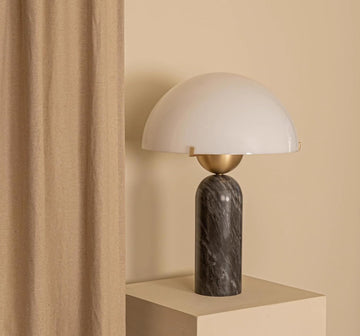 Modern Dome Shaped Table Lamp Mid-Century Accent Lamp Black Marble Desk Lamp Contemporary Living Roo
