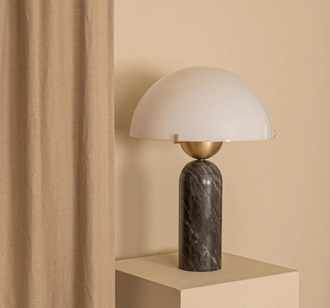 Modern Dome Shaped Table Lamp Mid-Century Accent Lamp Black Marble Desk Lamp Contemporary Living Roo
