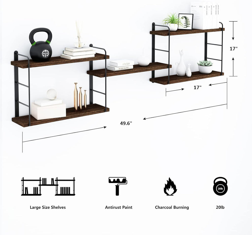 Wall Shelves, Wall Mounted Bookshelves, DIY Floating Shelves for Wall, Wood Hanging Book Shelves for Room, Bedroom