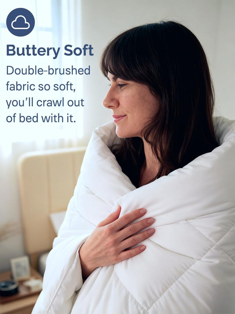 White Alternative Down Comforter - Warm, Lightweight & Breathable Hotel Quality Bedding Set for Men, Women