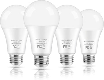 LED Light Bulbs, 100 Watt Equivalent A19, 13W 5000K Daylight White 1500 Lumens Non-Dimmable Bright E26 Edison Medium (4-Pack)