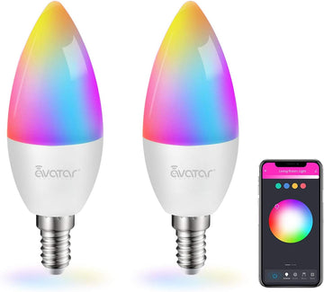 2 Pack E12 LED Light Bulb Compatible w/Google Siri Alexa Light Bulb 5W Type B Smart Bulb RGBCW 16 Million Color