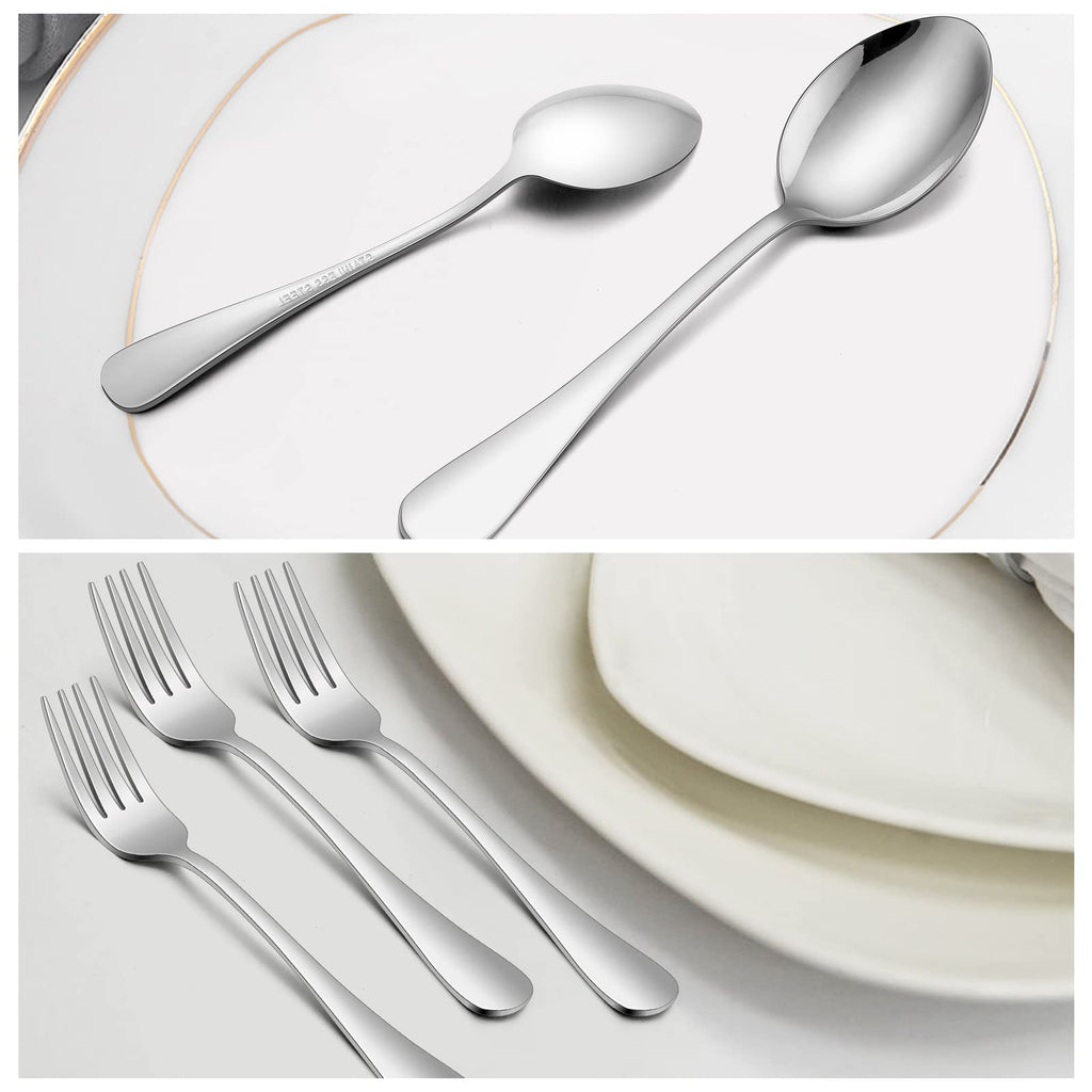 24-piece Forks and Spoons Set, Serving Silverware Set