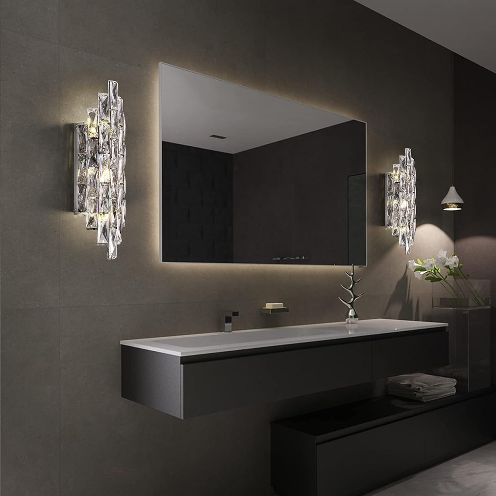 Modern Crystal Chrome Wall Sconces, Wall Light Fixtures, Indoor Wall Lamp, Vanity Wall Mount Lamps for Living Room