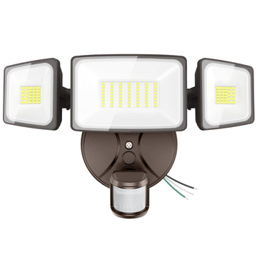 75W LED Flood Light Motion Sensor Outdoor, 7000lm Dusk to Dawn Flood Light, Security Light with Three Head, IP65