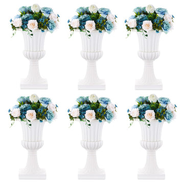 Plastic Classic Urn Planter: 19.7 Inch Plant Pot for Outdoor, 6 Pcs