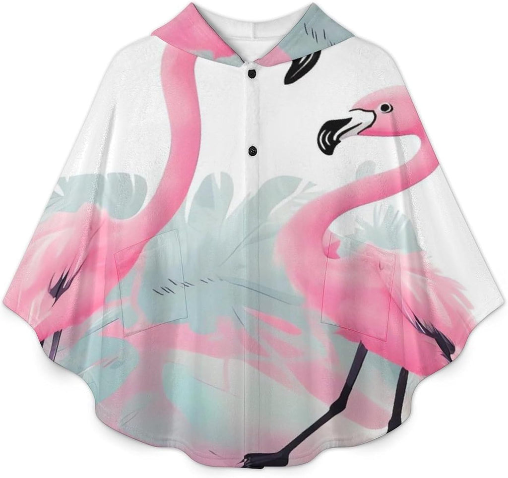 Love Flamingo Wearable Blanket Hoodie Flannel Hooded Blanket