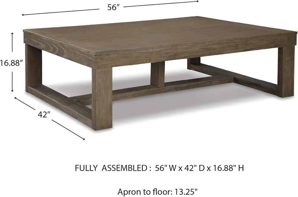 Cariton Contemporary Rectangular Cocktail Table, Brown