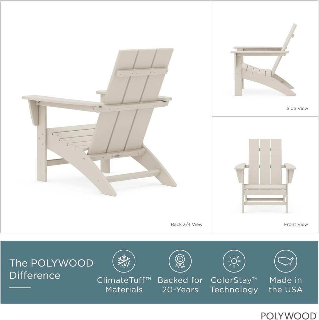 Modern Adirondack Chair - All-Weather Outdoor Lawn Adirondack Chairs - HDPE, Fade-Resistant & Durable Outdoor
