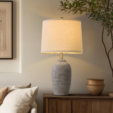 24.5" Handcrafted Ceramic Table Lamp with 5FT Cord