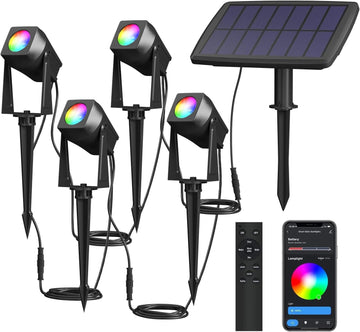 Smart Bluetooth Landscape Spotlights 4 Pack, RGBW Landscape Light, Solar Spot Lights Outdoor, Solar Outdoor Uplights