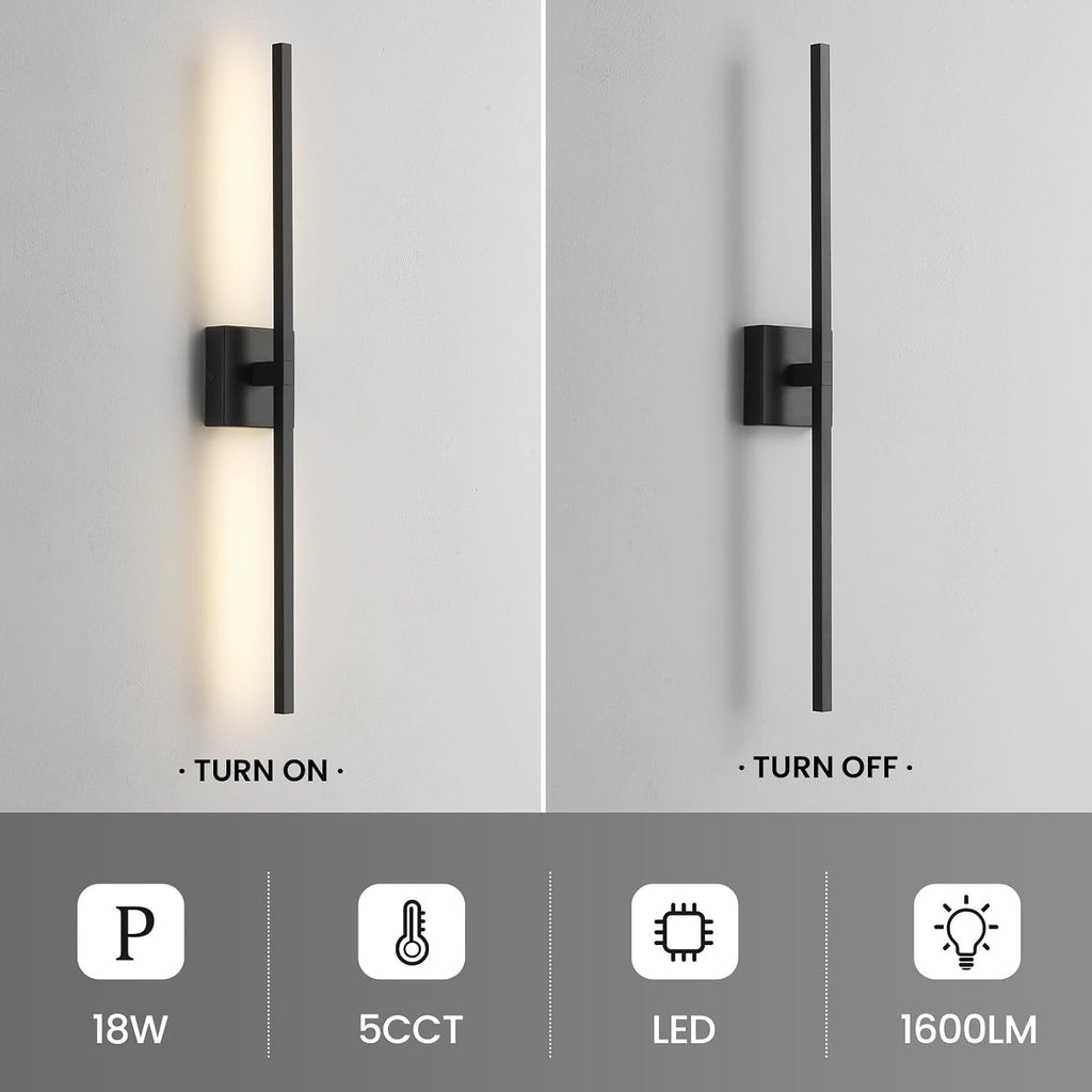 Black Bathroom Vanity Light 30 Inch 360° Rotatable 18W Dimmable 5CCT LED Black Bathroom Light Fixture Over Mirror