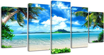 5 Piece Canvas Prints Wall Art Kitchen Home Decorations Large Modern Gallery Wrapped Pretty Landscape Blue Ocean
