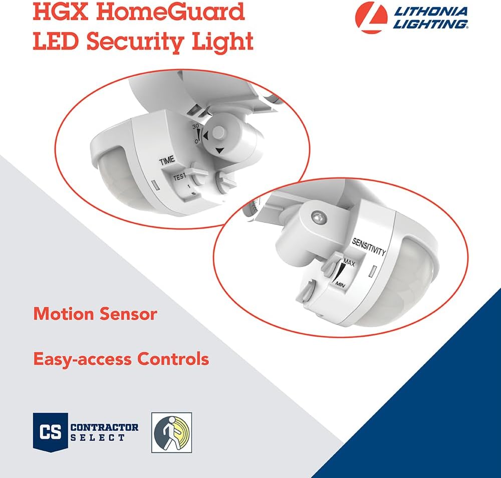 HomeGuard 2-Light LED Outdoor Flood Lights, Motion Sensor | White Motion Sensor Outdoor Lights with Dusk to Dawn