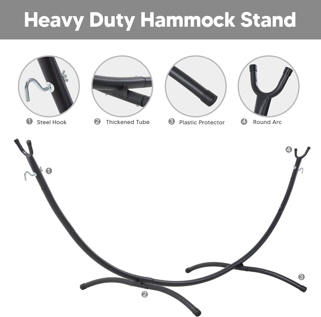 Hammocks Standing Patio Hammock, Portable Hammock with Stand Foldable, Dark Gray