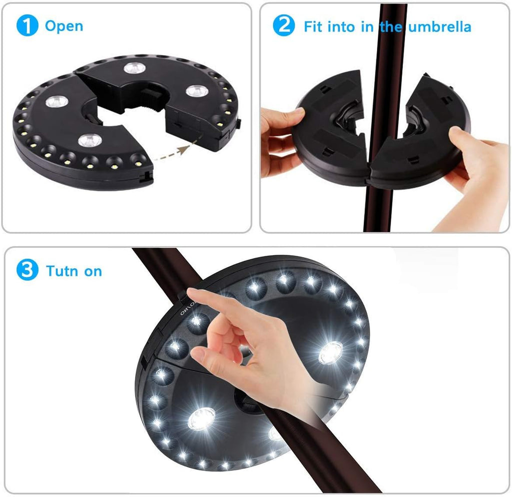 Patio Umbrella Light, 28 LED Lights at 200 lumens 3 Lighting Modes Cordless 4 x AA Battery Operated