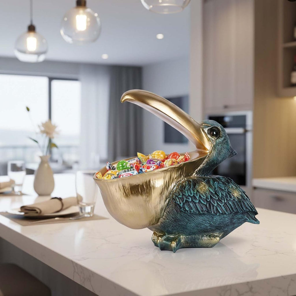 Pelican Key Holder Statues,Fun Animal Hippo Candy Dish,Candy Dish Desk Unique,Modern Key Holder for Pelican