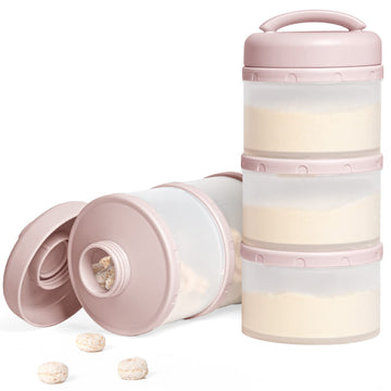 Stackable Formula Dispenser Portable Milk Powder Container, 2 Pack, Light Pink