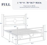 Full Metal Platform Bed Frame with Victorian Vintage Headboard and Footboard/Mattress Foundation/Under Bed Storage/No