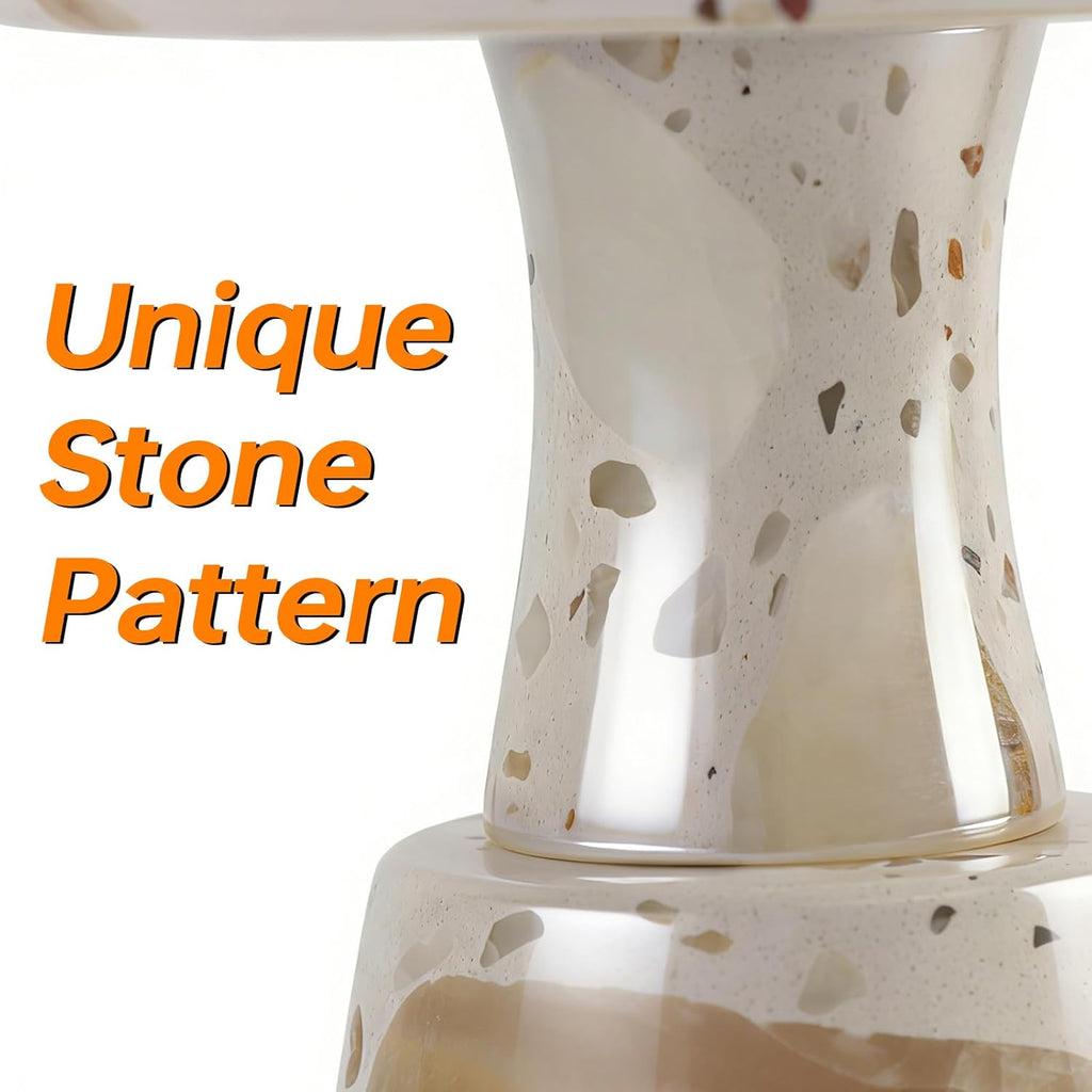 Natural Marble Table Lamp, Three-Color Temperature Dimmable LED Stone Table Lamp
