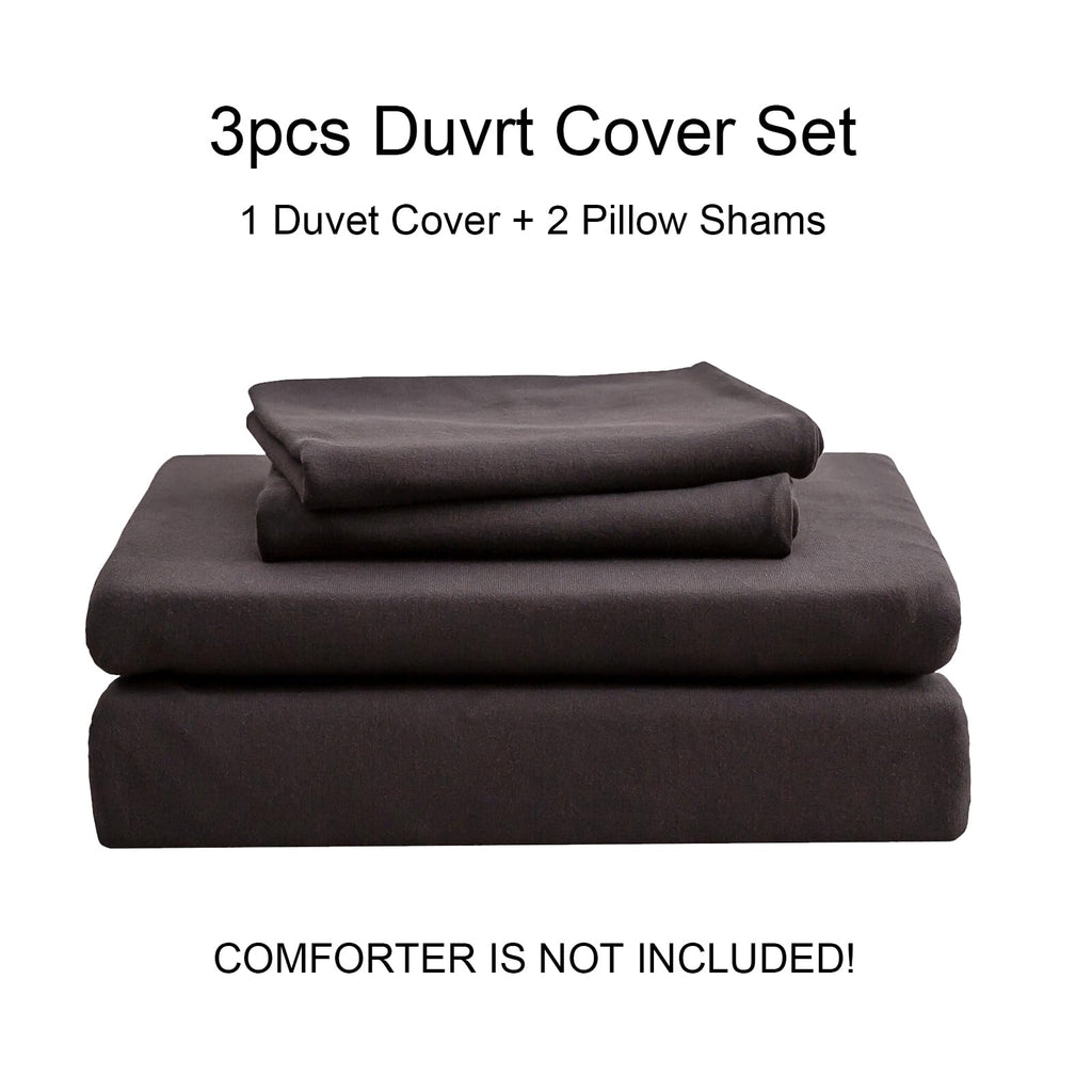Jersey Knit Duvet Cover Set Solid Dark Brown Queen