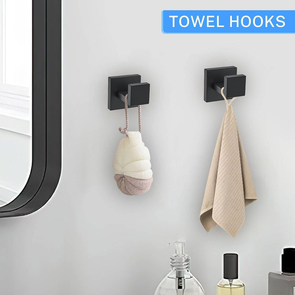 10-Piece Matte Black Bathroom Hardware Accessories Set Black Towel Bar Set Towel Holder Set Stainless Steel