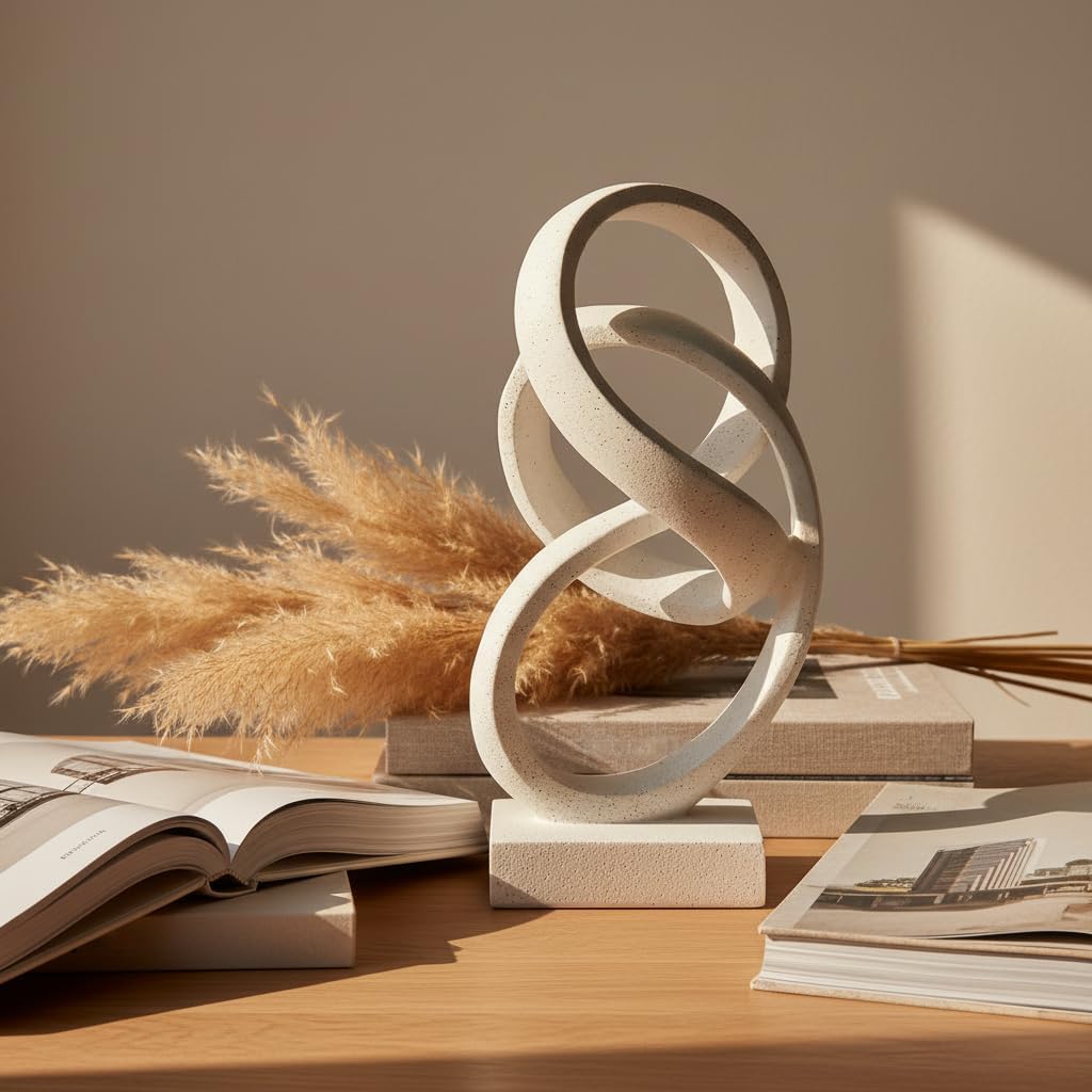 10" Modern Abstract Ribbon Decorative Sculpture, Knot Sculptures,Home Decor,Coffee Table Statues,Dining Living Room