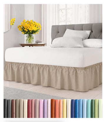 CGK Linens Wrap Around Dust Ruffle Bed Skirt - King, 18" Cream