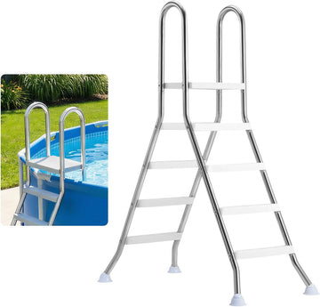 Above Ground Pool Ladder, Stainless Steel A-Frame Swimming Pool Stairs for 49.2 in High Wall, 300 lbs Capacity Heavy