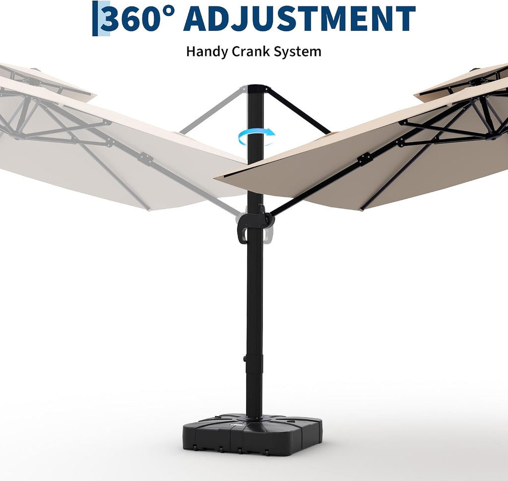 10x10 ft Square Outdoor Umbrella, Cantilever Patio Umbrella | 360° Rotation & Adjustable Height