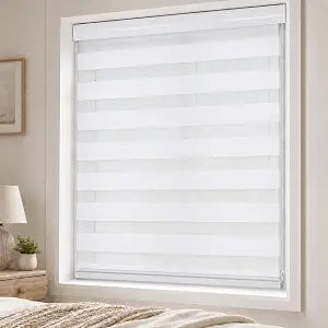 Custom Size Zebra Blinds Windows, White, 21" W x 72" H