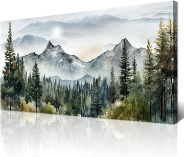 Abstract Mountain Landscape Canvas Art - Modern Wall Decor - Stretched & Framed, Ready To Hang