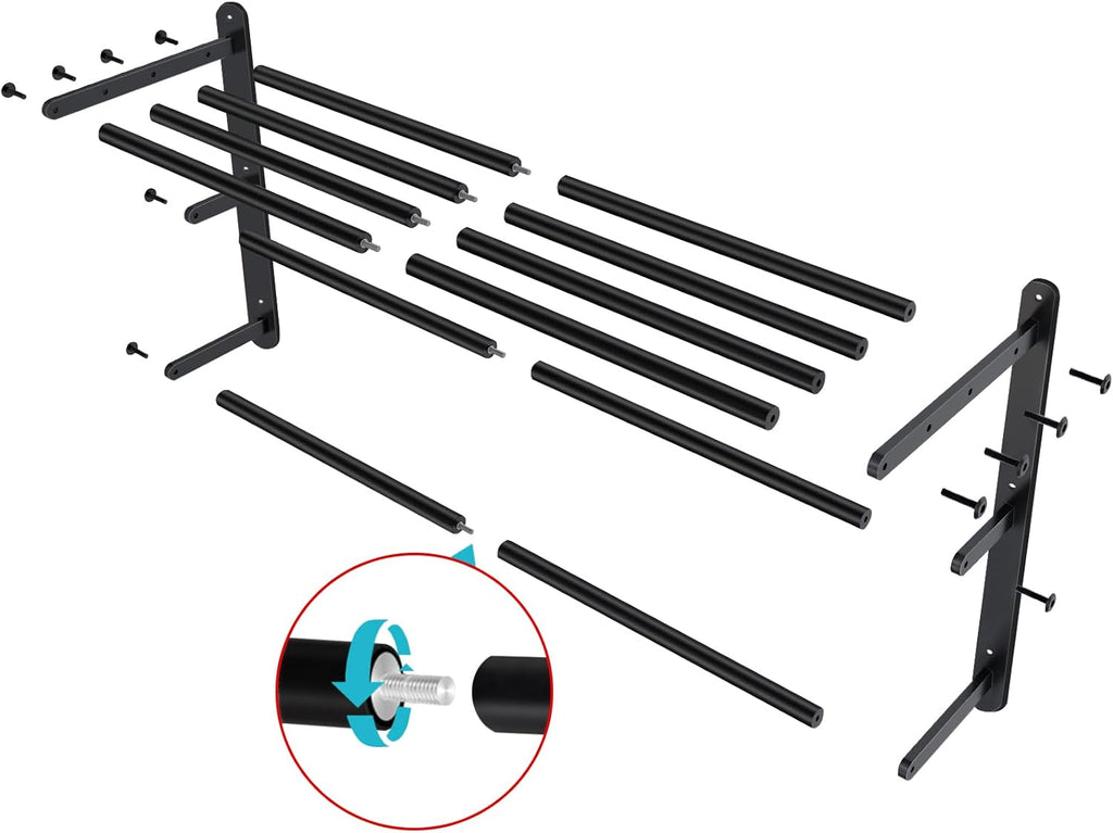 Towel Racks , 24 in Black Towel Shelf with Double Towel Bar, 3 Tier Stainless Steel Towel Storage, Bath Towel Holder
