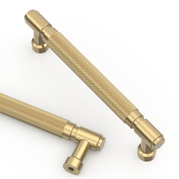 10 Pack 5 Inch(128mm) Champagne Bronze Cabinet Pulls Knurled Kitchen Cabinet Handles, Champagne Gold Cabinet Hardware