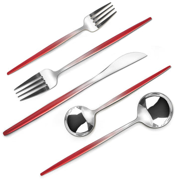 Gradient Red Silverware Set, 20-Piece Stainless Steel Flatware Set, Kitchen Dinnerware Set Service for 4, Include